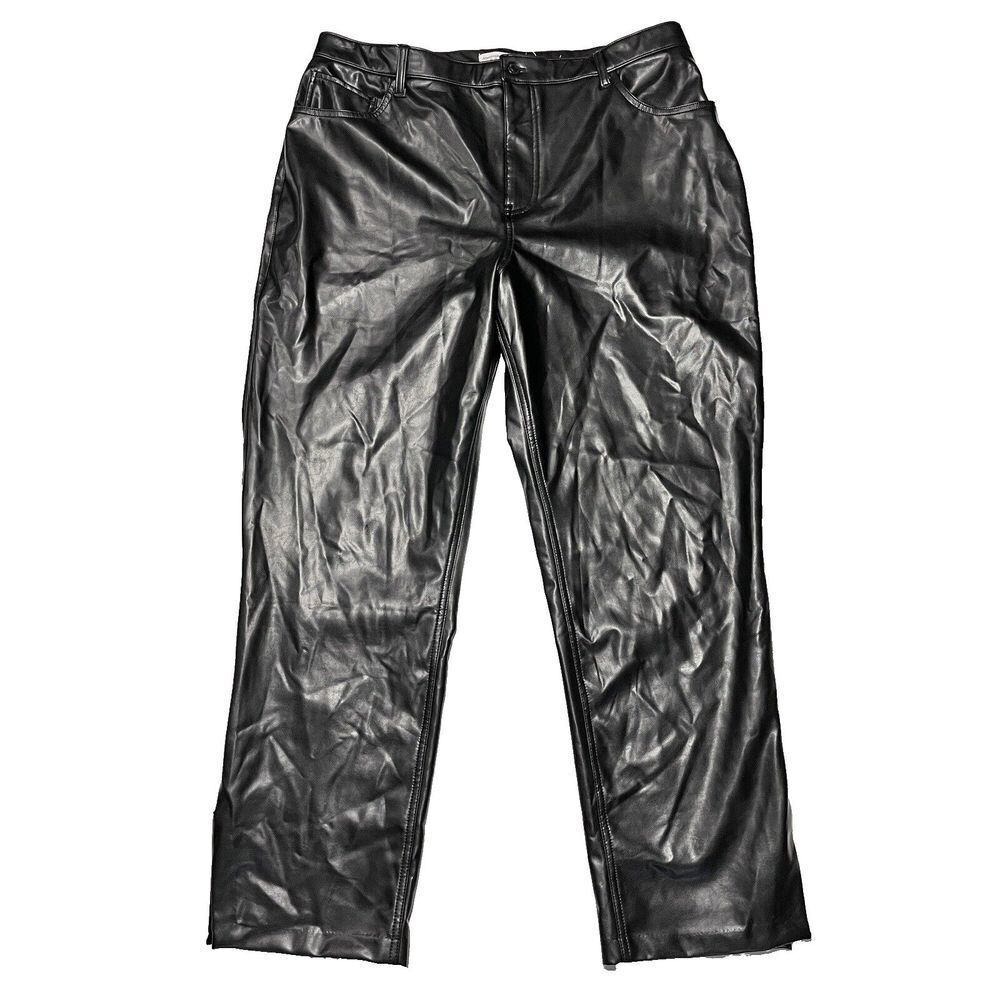 Abercrombie Fitch‎ 90s Straight Ultra High Rise Vegan Leather Pant 34/18R Women